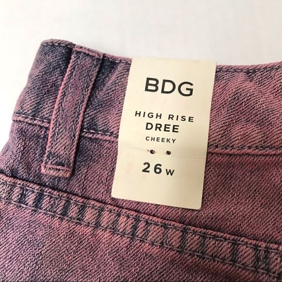 BDG pink tie-dye stud detail high-rise Dree Cheeky denim shorts 26 - Picture 4 of 5
